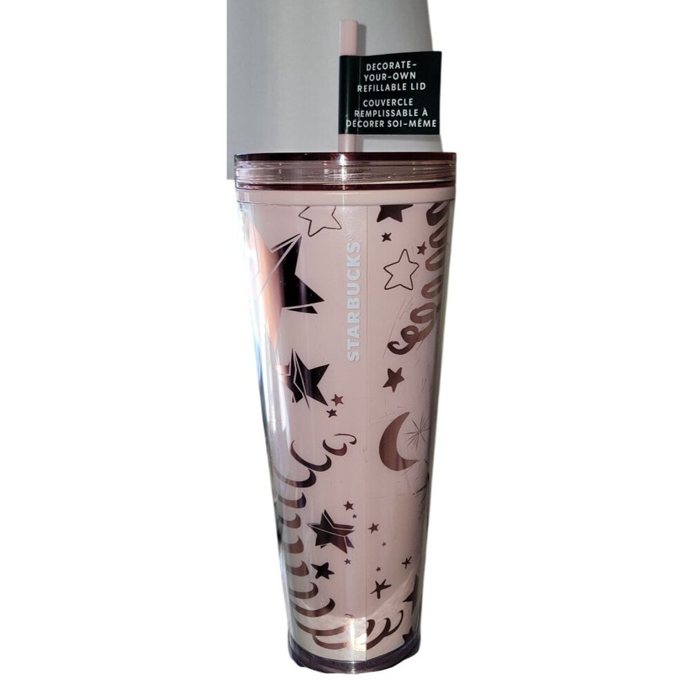 Starbucks Pink Moon & Stars Decorate Your Own Lid Tumbler 24 Oz - Picture 1 of 7